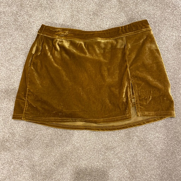 Urban Outfitters Dresses & Skirts - Urban Outfitters Velvet Gold Mini Skirt